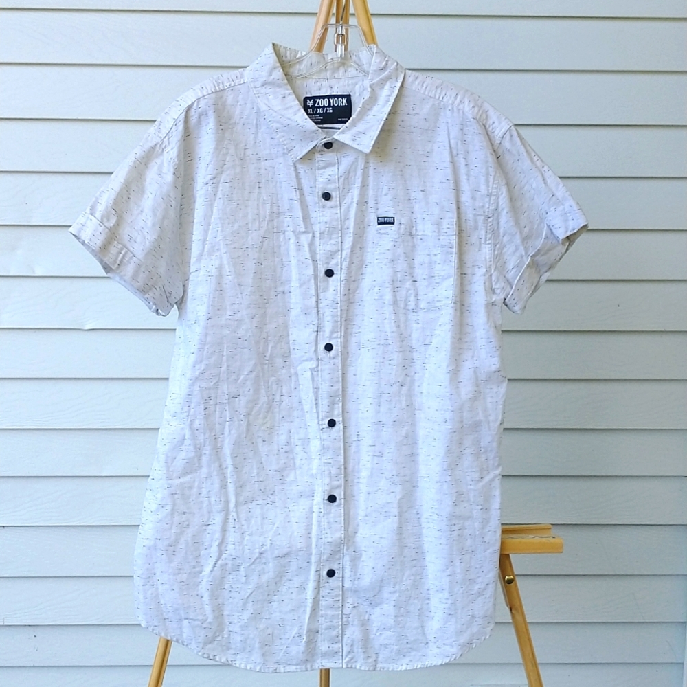 Zoo York White Heathered Cotton Button Down Size XL
